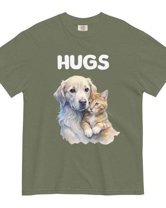 HUGS - Dog & Kitten - Comfort Color - Unisex garment-dyed heavyweight t-shirt