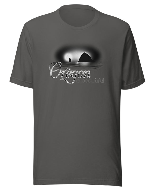 Oregon is Beautiful/ Haystack Rock - BW - Unisex t-shirt