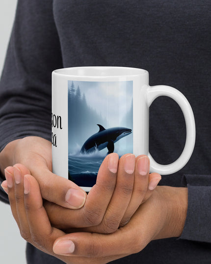Oregon Orca - White glossy mug