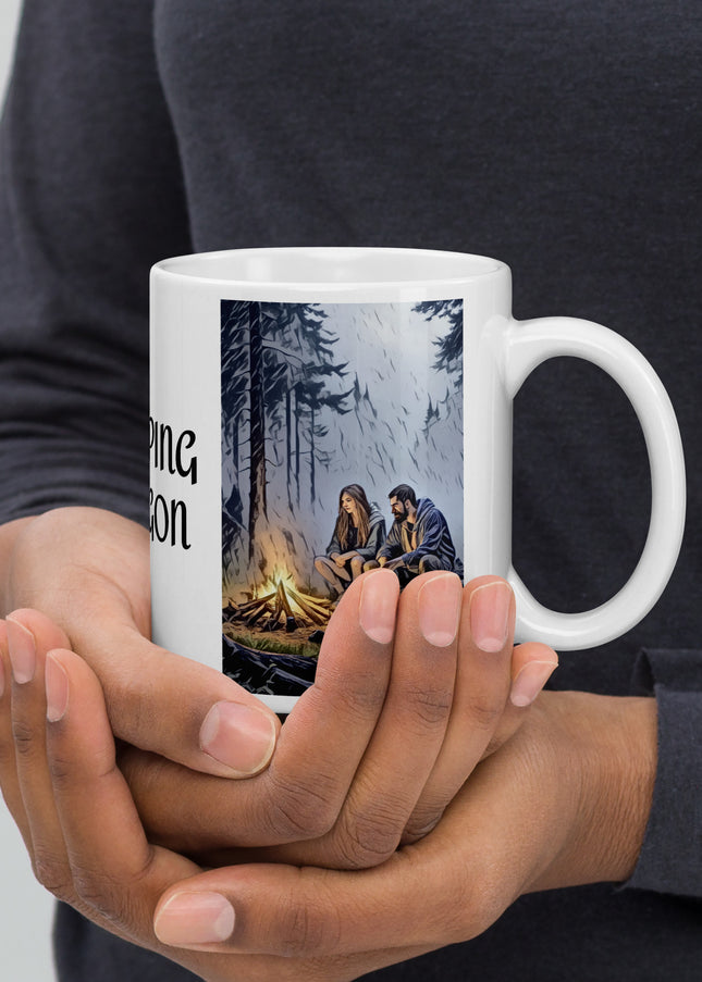 Camping Oregon - White glossy mug