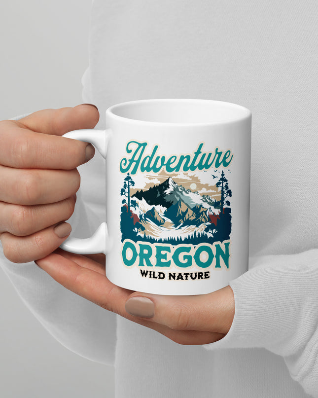 Adventure Oregon - White glossy mug