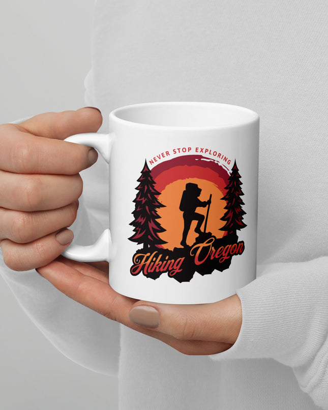 Hiking Oregon/2 - White glossy mug