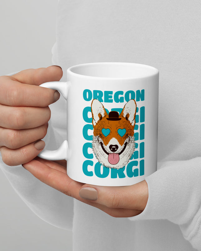 Oregon Corgi - White glossy mug