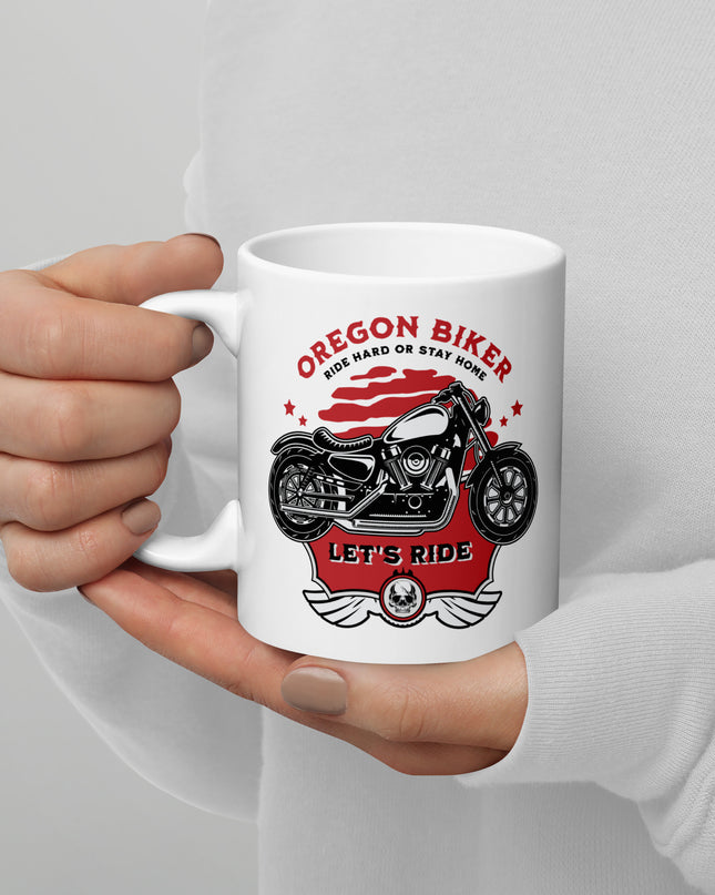 Oregon Biker - White glossy mug