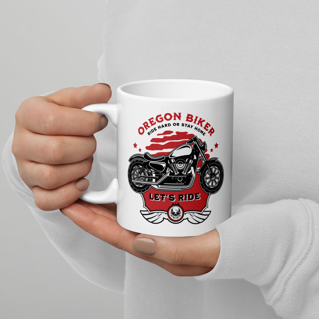 Oregon Biker - White glossy mug