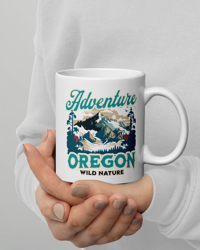 Adventure Oregon - White glossy mug