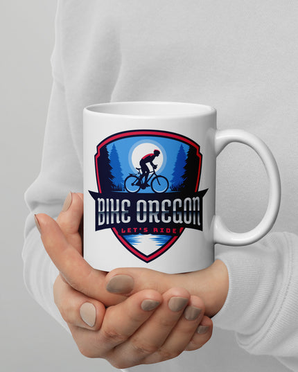 Bike Oregon - White glossy mug
