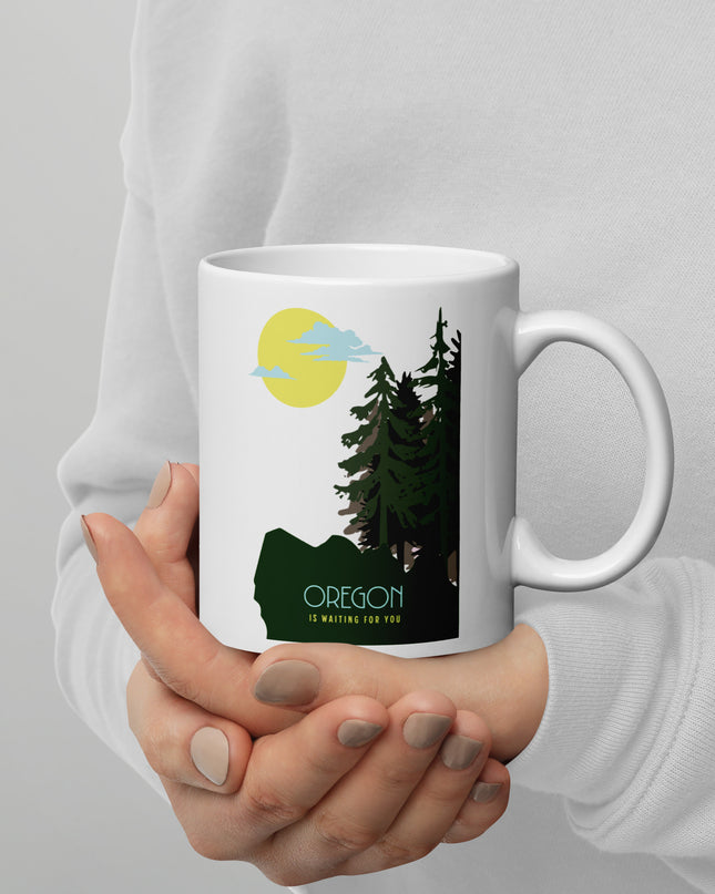 Oregon is Waiting For You - White glossy mug