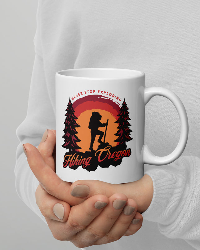 Hiking Oregon/2 - White glossy mug