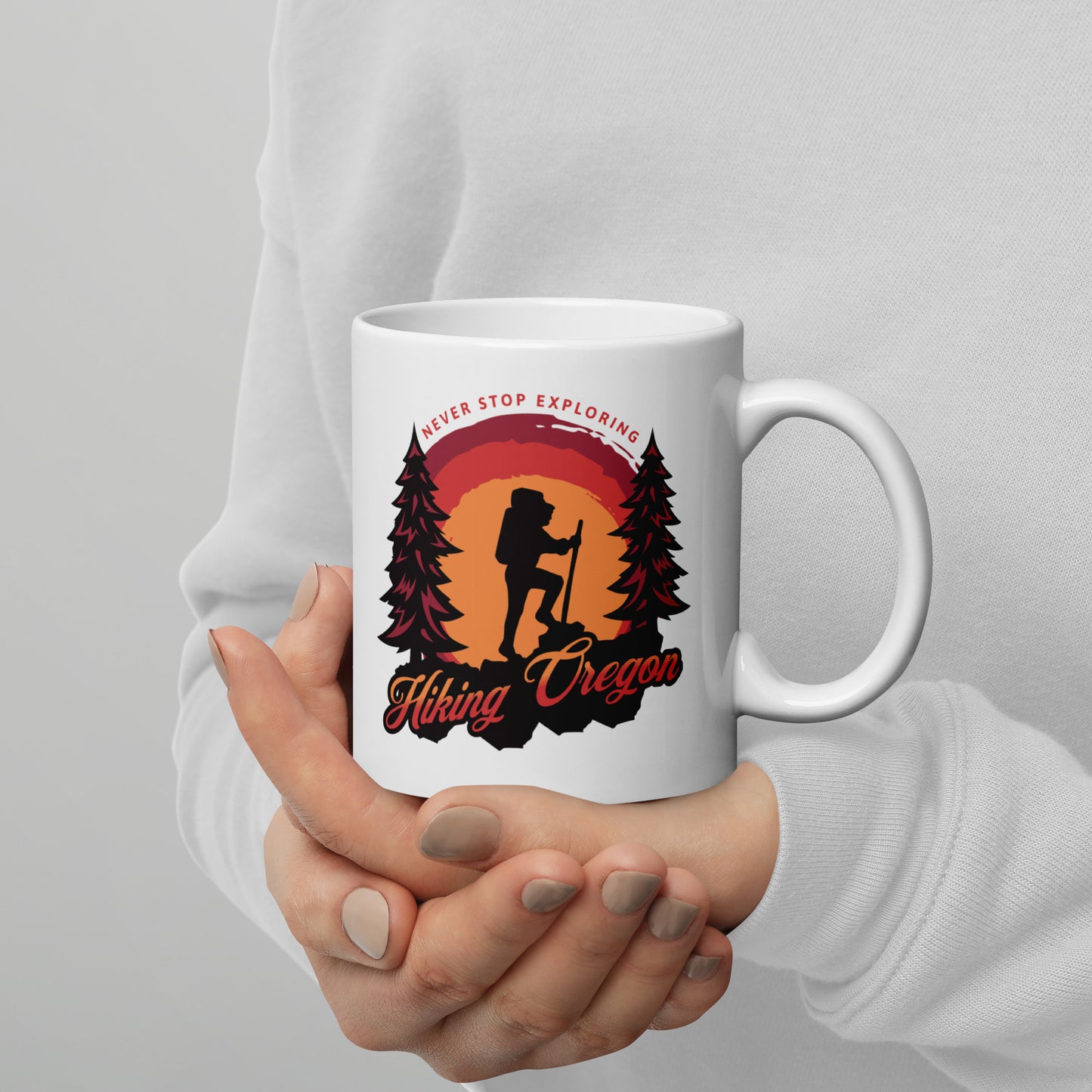 Hiking Oregon/2 - White glossy mug