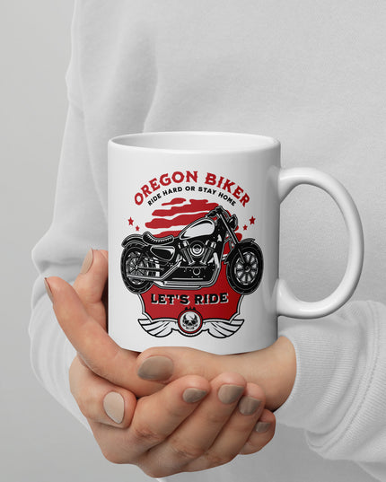 Oregon Biker - White glossy mug