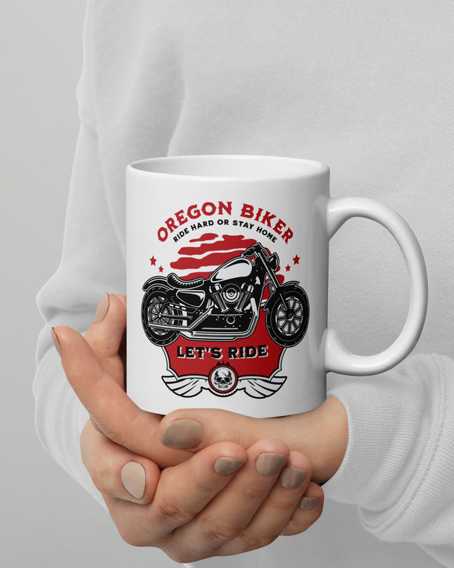 Oregon Biker - White glossy mug