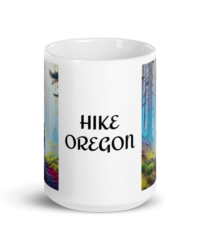 Hike Oregon - White glossy mug