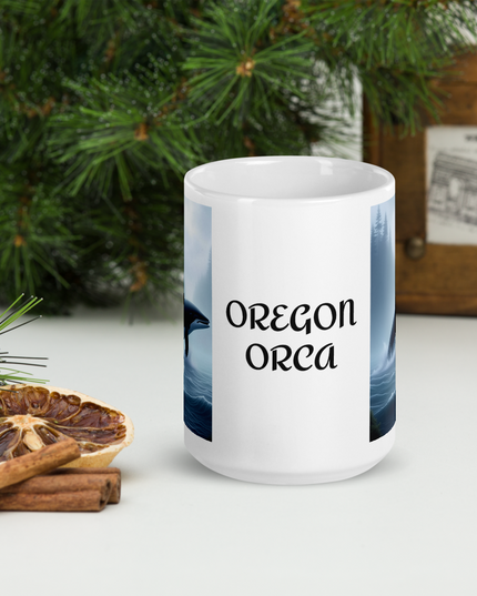 Oregon Orca - White glossy mug