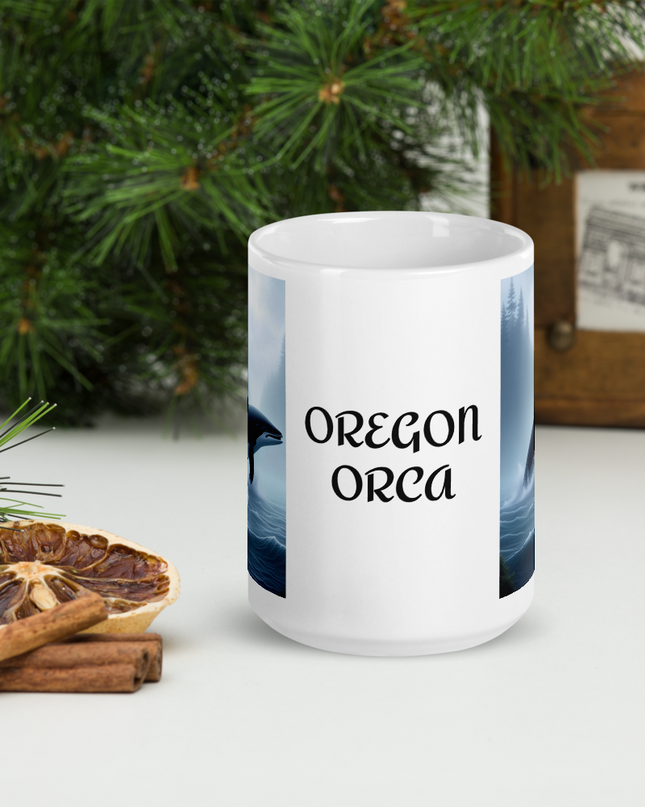 Oregon Orca - White glossy mug