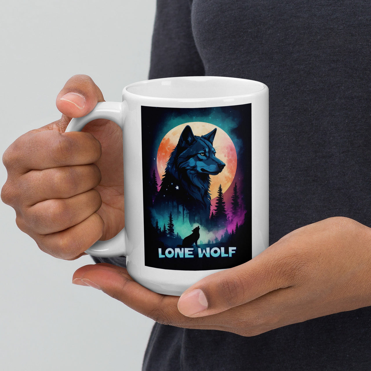 Lone Wolf - White glossy mug