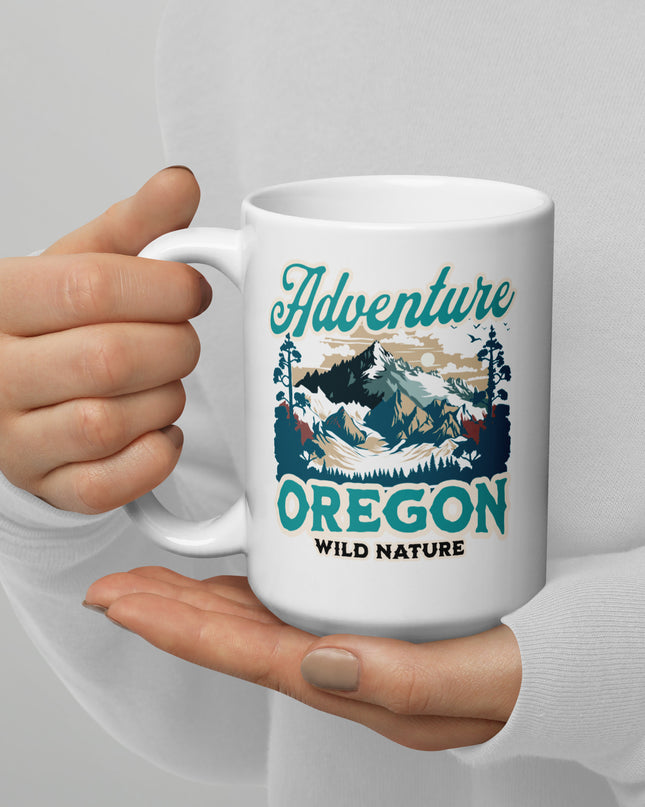 Adventure Oregon - White glossy mug