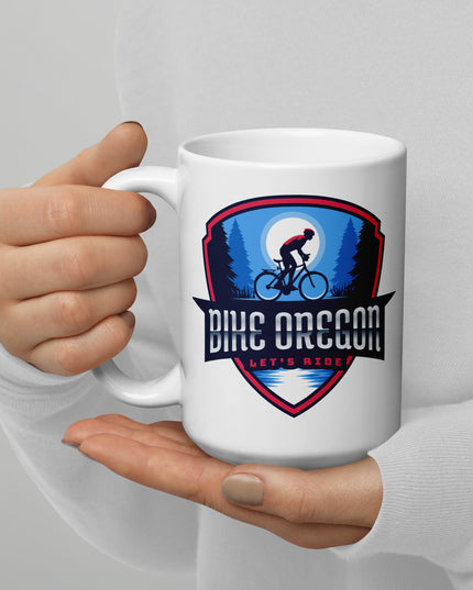 Bike Oregon - White glossy mug