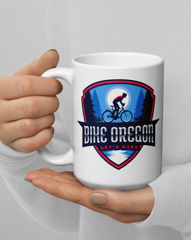 Bike Oregon - White glossy mug