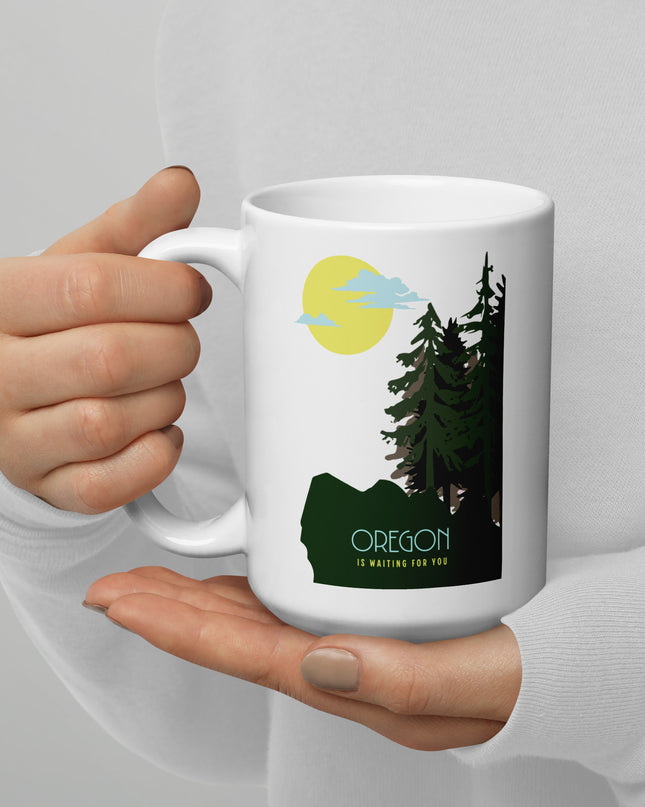 Oregon is Waiting For You - White glossy mug