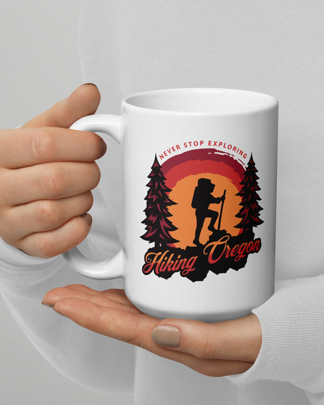 Hiking Oregon/2 - White glossy mug
