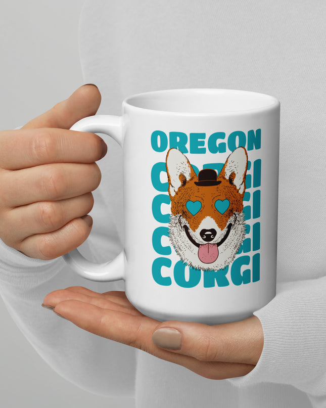 Oregon Corgi - White glossy mug