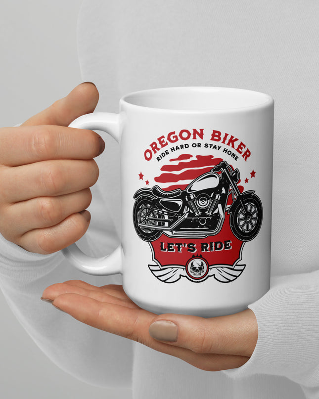 Oregon Biker - White glossy mug