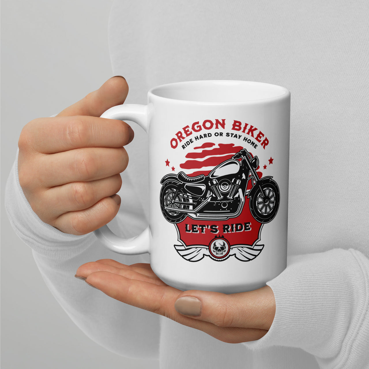 Oregon Biker - White glossy mug