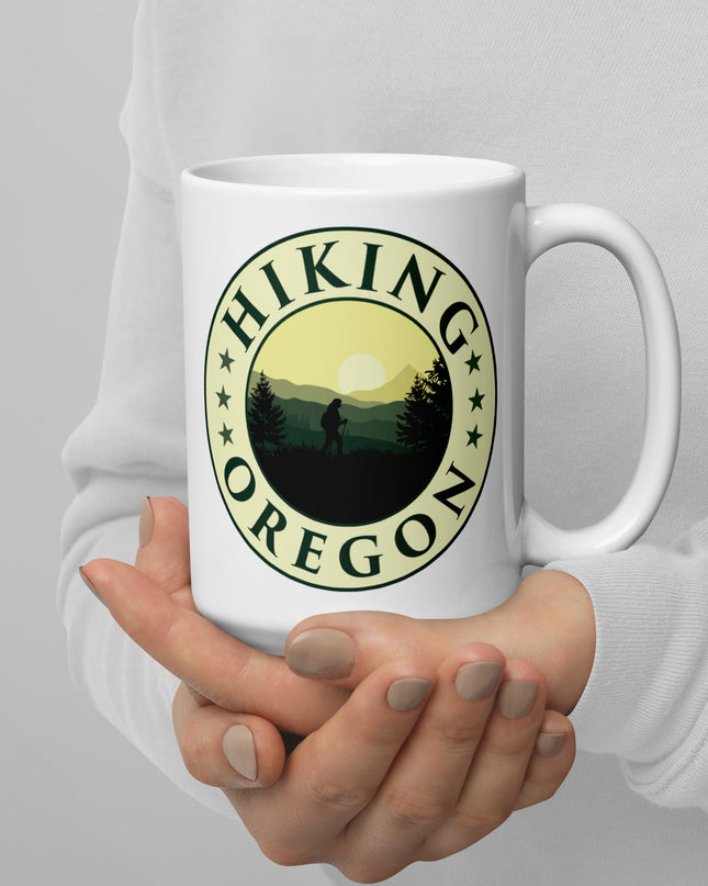 Hiking Oregon - White glossy mug