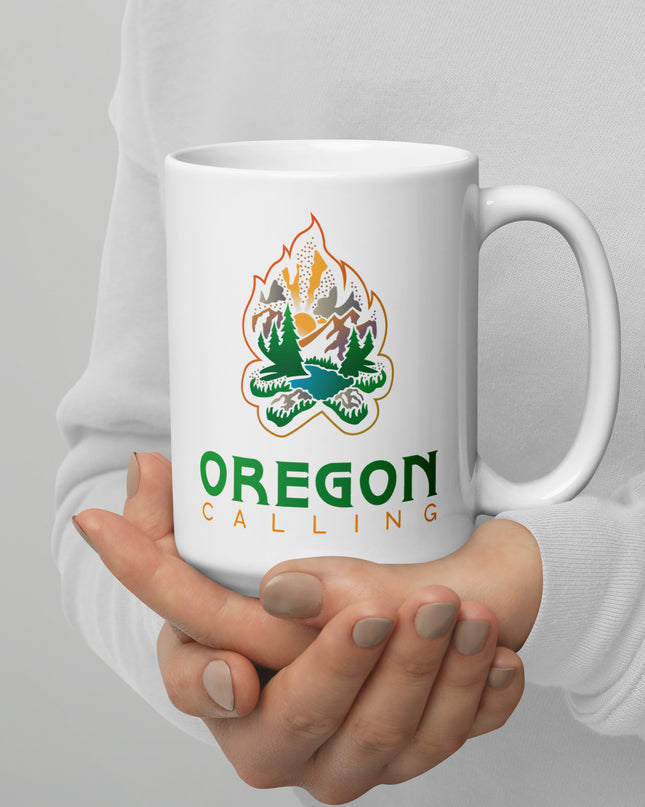 Oregon Calling - White glossy mug