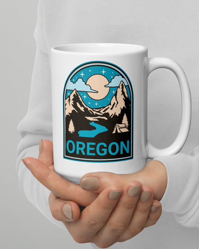 Camping Oregon - White glossy mug