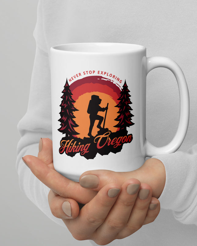 Hiking Oregon/2 - White glossy mug
