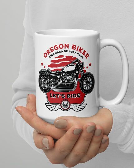 Oregon Biker - White glossy mug