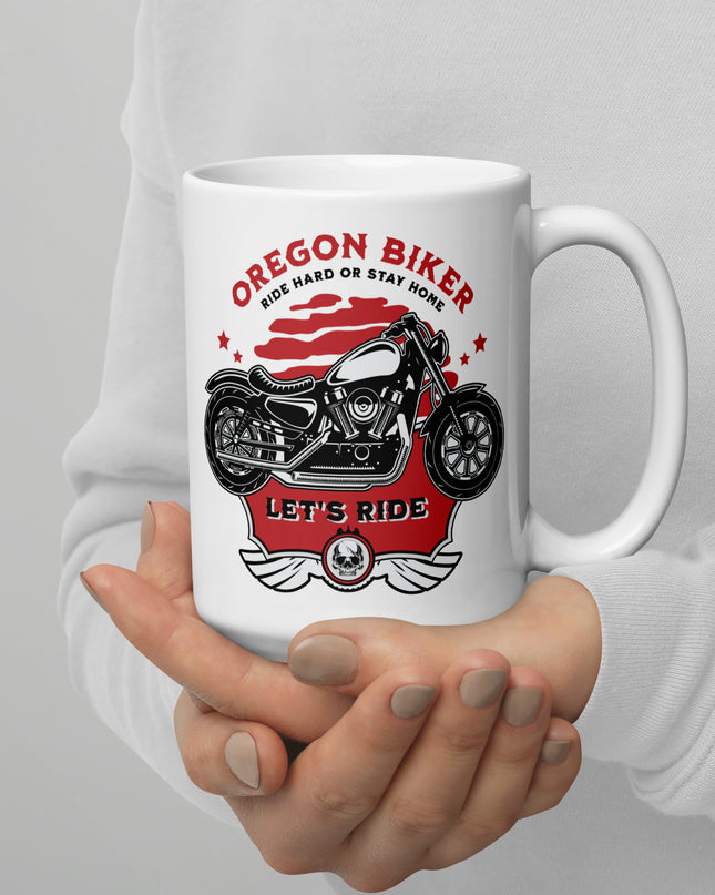 Oregon Biker - White glossy mug