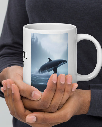 Oregon Orca - White glossy mug