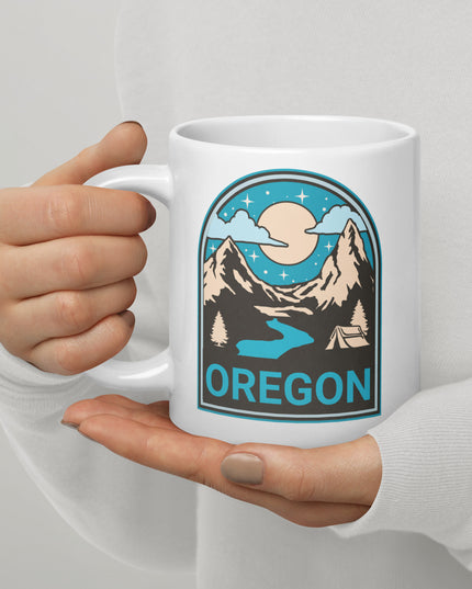 Camping Oregon - White glossy mug