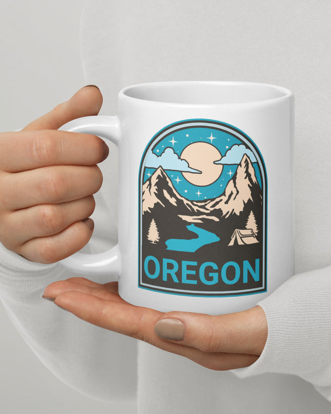 Camping Oregon - White glossy mug