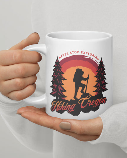 Hiking Oregon/2 - White glossy mug