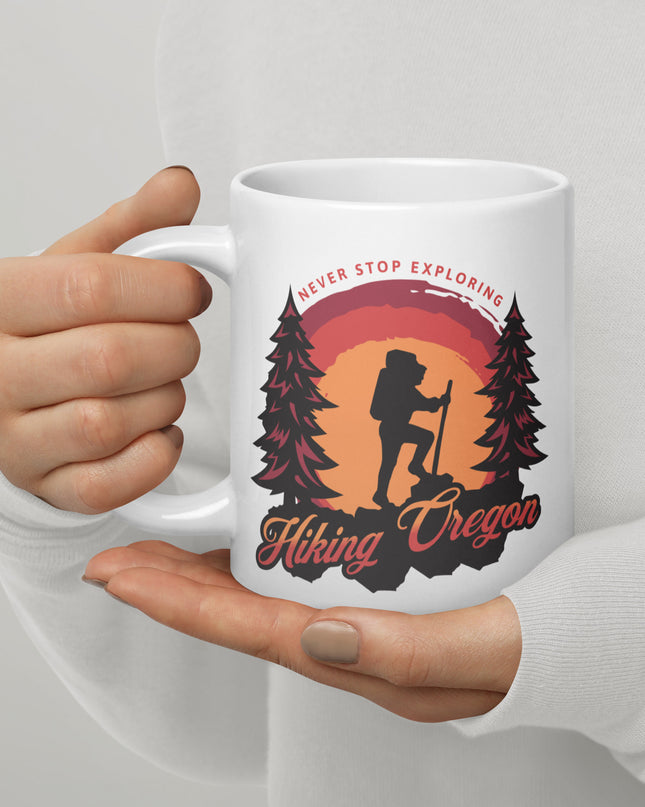 Hiking Oregon/2 - White glossy mug
