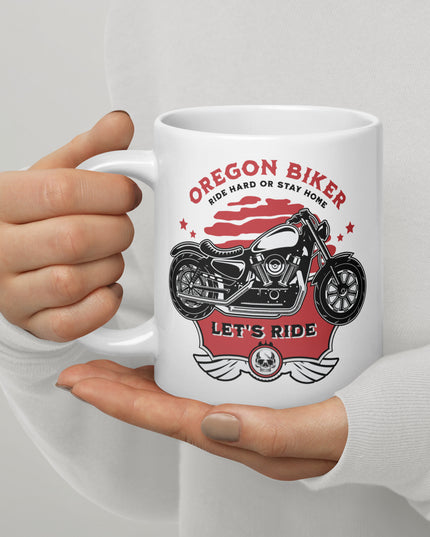 Oregon Biker - White glossy mug