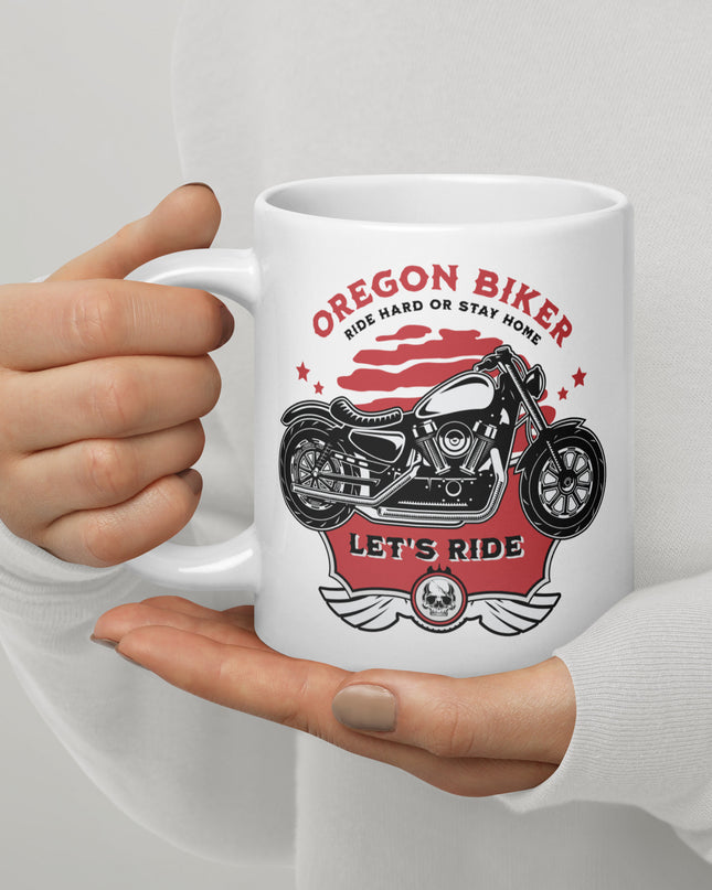 Oregon Biker - White glossy mug