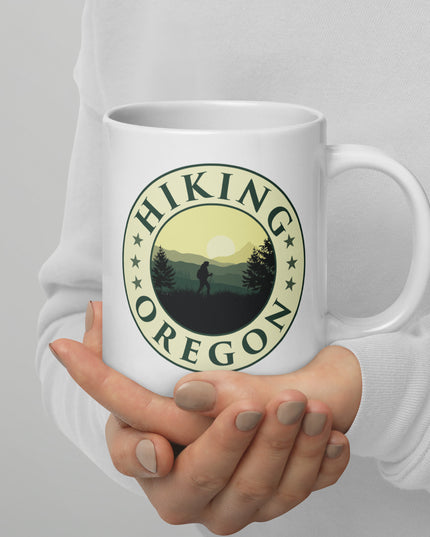 Hiking Oregon - White glossy mug