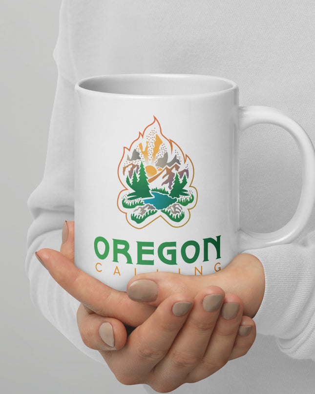 Oregon Calling - White glossy mug