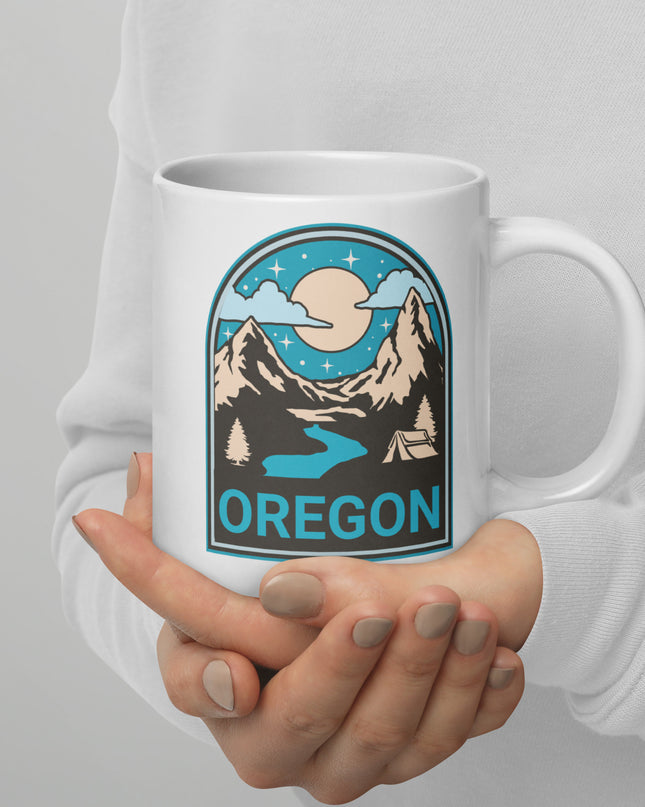 Camping Oregon - White glossy mug