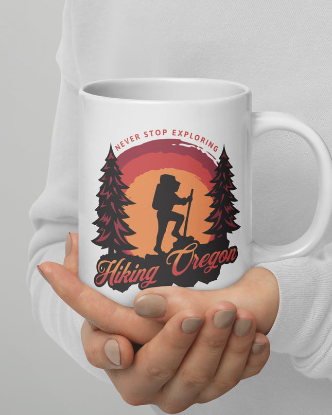 Hiking Oregon/2 - White glossy mug
