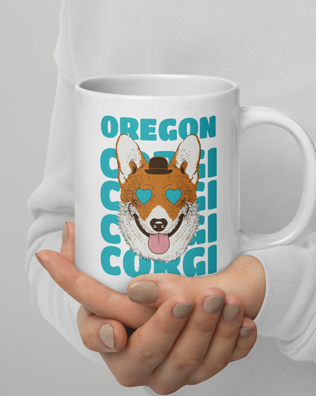 Oregon Corgi - White glossy mug