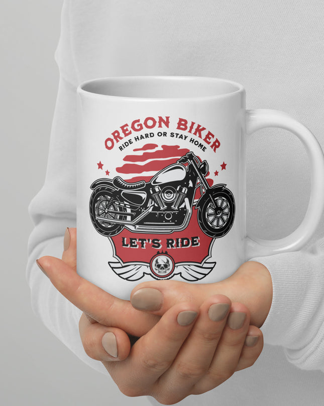 Oregon Biker - White glossy mug