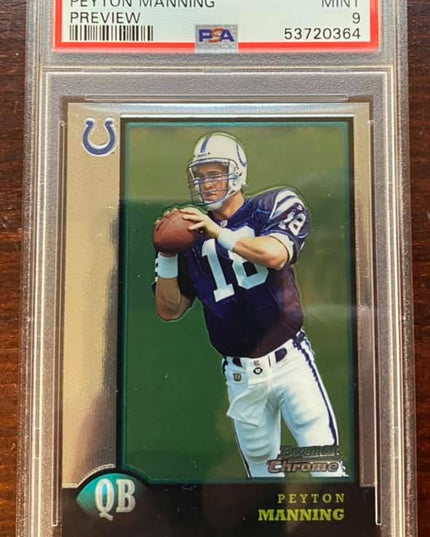 PEYTON MANNING ROOKIE - 1998 BOWMAN CHROME - PREVIEW - #BCP1 - PSA9