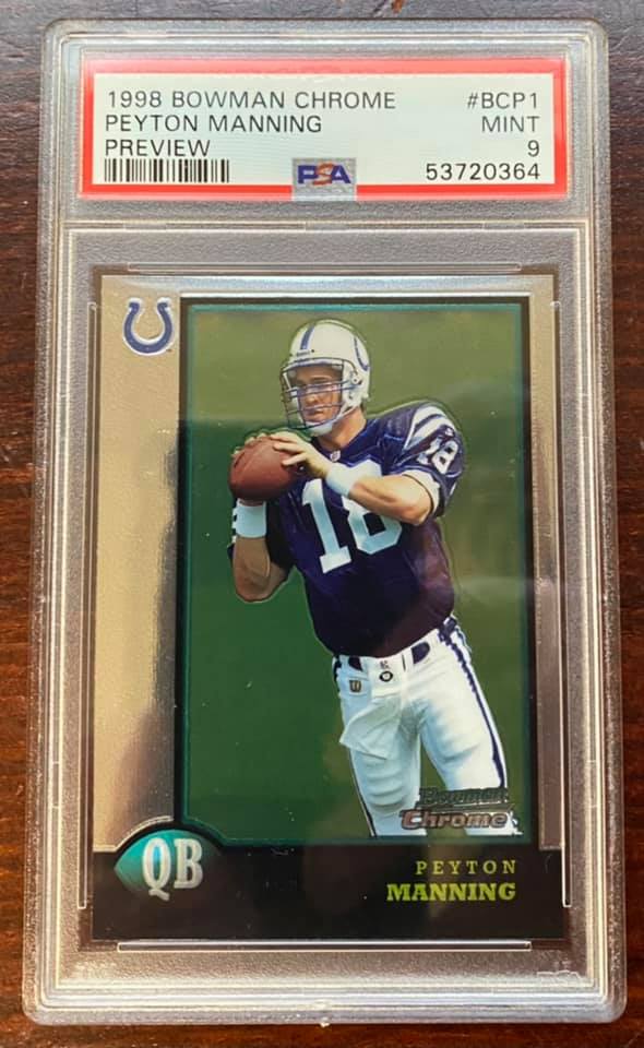 PEYTON MANNING ROOKIE - 1998 BOWMAN CHROME - PREVIEW - #BCP1 - PSA9