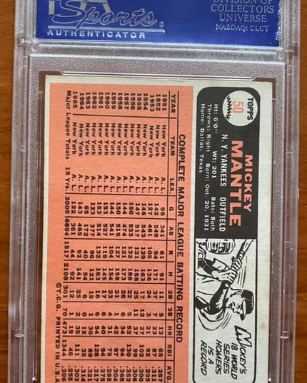 MICKEY MANTLE - 1966 TOPPS #50 - PSA4